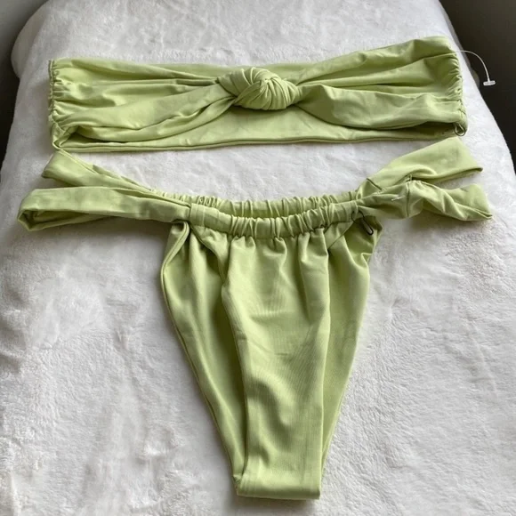 NEW! Set! Stone Fox Swim x Free People Bijou Lele bikini green 14620 - Picture 2 of 8